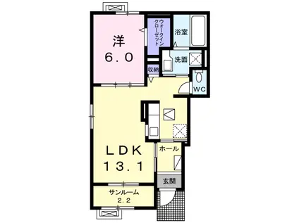 グランリーオ・R Ⅷ(1LDK/1階)の間取り写真