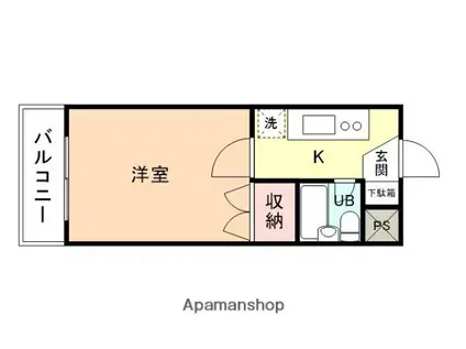 パープルハイム(1K/4階)の間取り写真