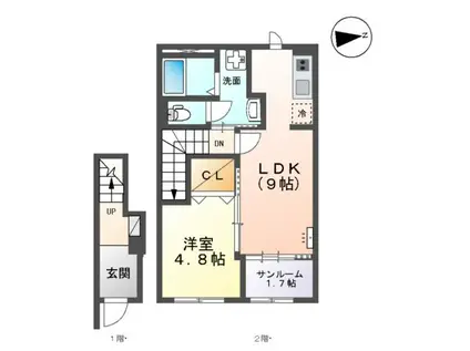 ノールハイム(1LDK/2階)の間取り写真