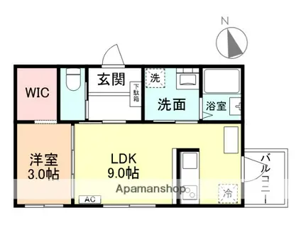 HALIA五福Ⅱ(1LDK/1階)の間取り写真