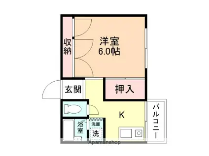 サンシャイン5(1K/2階)の間取り写真