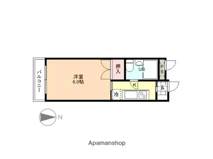 サンヒルズ五福(1K/3階)の間取り写真