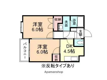 ラヴィラ大沢野(2DK/4階)の間取り写真