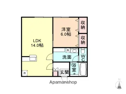 コーポといでの(1LDK/1階)の間取り写真