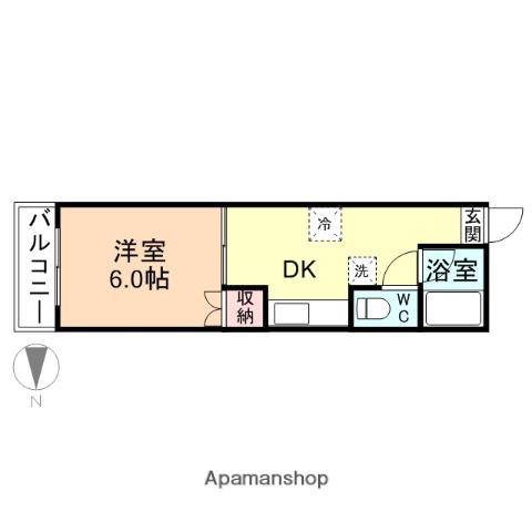 レッヒェルン東上関(1DK/3階)の間取り写真