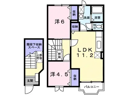 ヴィラ・アンソレイエB(2LDK/2階)の間取り写真