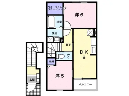 ベルフラワーⅡ(2DK/2階)の間取り写真