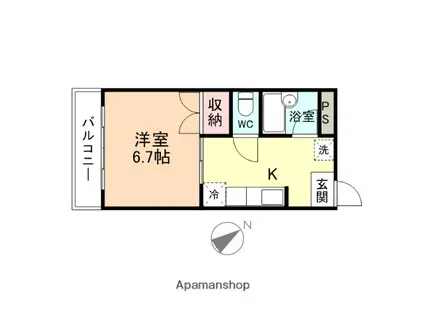 コーポ雪舟(1K/1階)の間取り写真