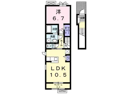 サンシャイン・ホップ Ⅱ(1LDK/2階)の間取り写真