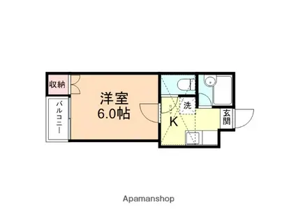 ボヌールのうまちⅠ(1K/2階)の間取り写真