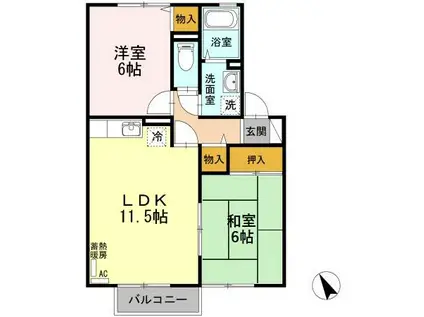 エルフタウン吉久J(2LDK/2階)の間取り写真