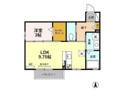 ロイヤルガーデン砺波Ⅱ B(1LDK/2階)の間取り写真