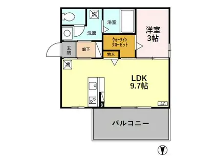 ロイヤルガーデン砺波Ⅱ B(1LDK/1階)の間取り写真