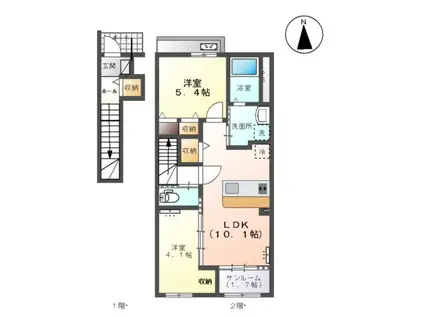 クレスト蓮(2LDK/2階)の間取り写真