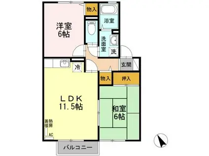 エルフタウン吉久 K(2LDK/2階)の間取り写真