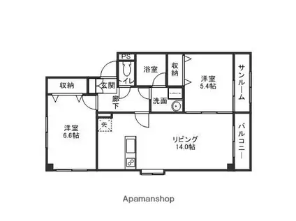 ウエステンブッチ(2LDK/1階)の間取り写真