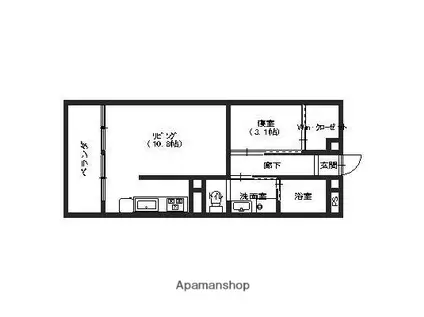 モザール(1LDK/3階)の間取り写真