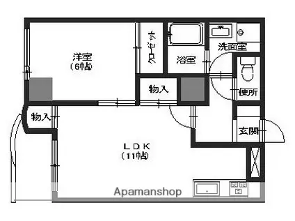 リブシーマ野町(1LDK/6階)の間取り写真