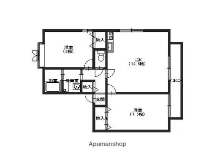 アーバンウエルネス(2LDK/2階)の間取り写真