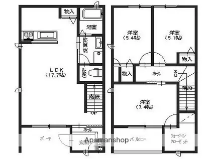ラフォーレⅢ(3LDK/1階)の間取り写真