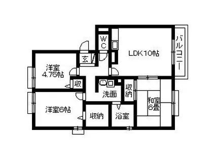 ロビュスト三栄2(3LDK/2階)の間取り写真