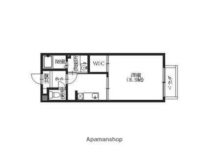 ドミール伏見台(1K/1階)の間取り写真