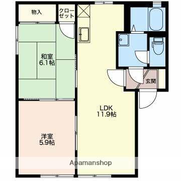 オアシス(2LDK/1階)の間取り写真