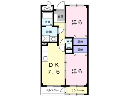 プログレス(2DK/4階)の間取り写真