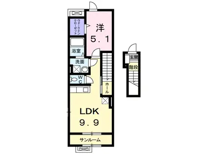 ケルンⅡ(1LDK/2階)の間取り写真