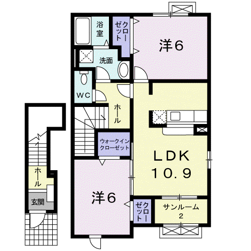 モンソレイユⅡ(2LDK/2階)の間取り写真