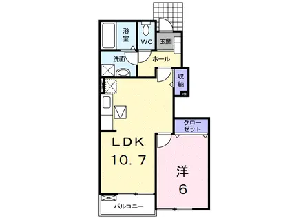 ヒラソール(1LDK/1階)の間取り写真
