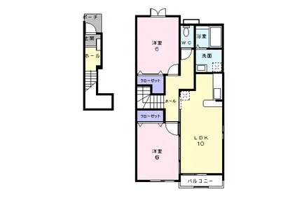 ジェラードⅠ(2LDK/2階)の間取り写真