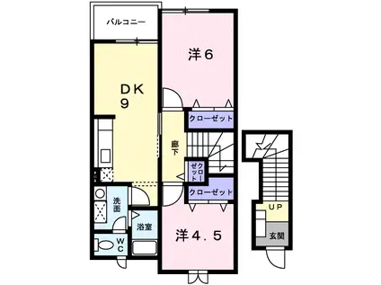 ニューローレルⅡ(2DK/2階)の間取り写真