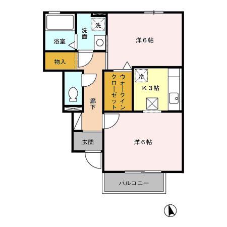 ソレアードⅤ(2K/1階)の間取り写真