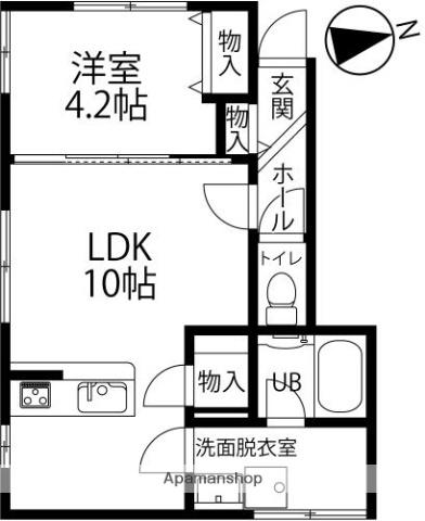 LSフォレストⅡ(1LDK/1階)の間取り写真