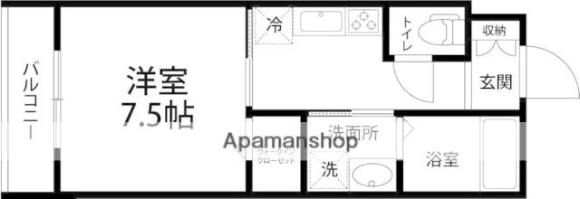 リラッサンテ野々市(1K/3階)の間取り写真