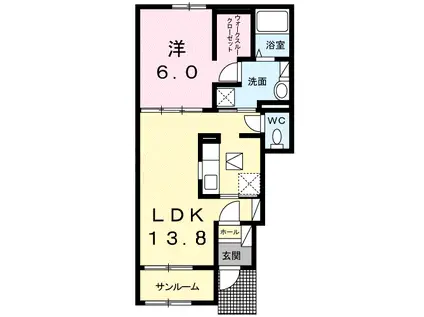 スマイル ユウ(1LDK/1階)の間取り写真