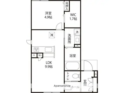 BICOLO(1LDK/1階)の間取り写真