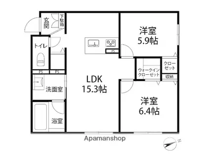 LACHIC(2LDK/1階)の間取り写真