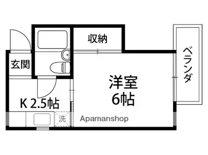 プラウド弥生(1K/2階)の間取り写真