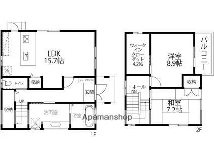 北陸鉄道石川線 新西金沢駅 徒歩11分 2階建 築15年(2LDK)の間取り写真