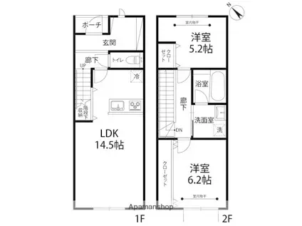 エンジェライト(2LDK/1階)の間取り写真