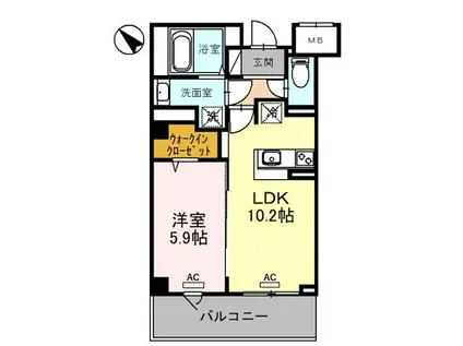 グランアネシス金澤Ⅱ(1LDK/7階)の間取り写真