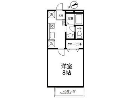 ヴェキレンテ(1K/1階)の間取り写真