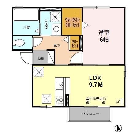 MULBERRY Ⅰ(1LDK/1階)の間取り写真