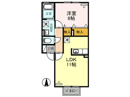 ぷらんたんⅢ(1LDK/2階)の間取り写真