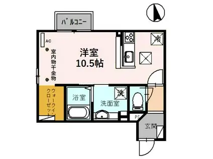 マイルド(ワンルーム/1階)の間取り写真