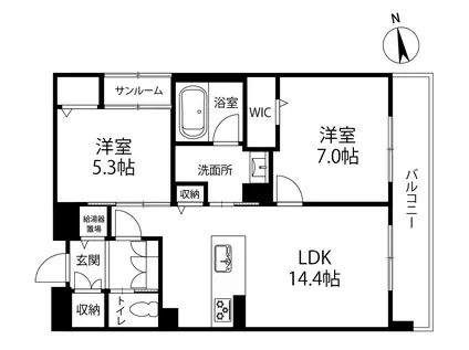 ポルターナⅡ(2LDK/1階)の間取り写真