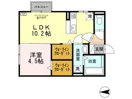 ドゥ・モンターニュ(1LDK/1階)の間取り写真