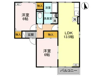 エクセレンテ・リジェール(2LDK/2階)の間取り写真